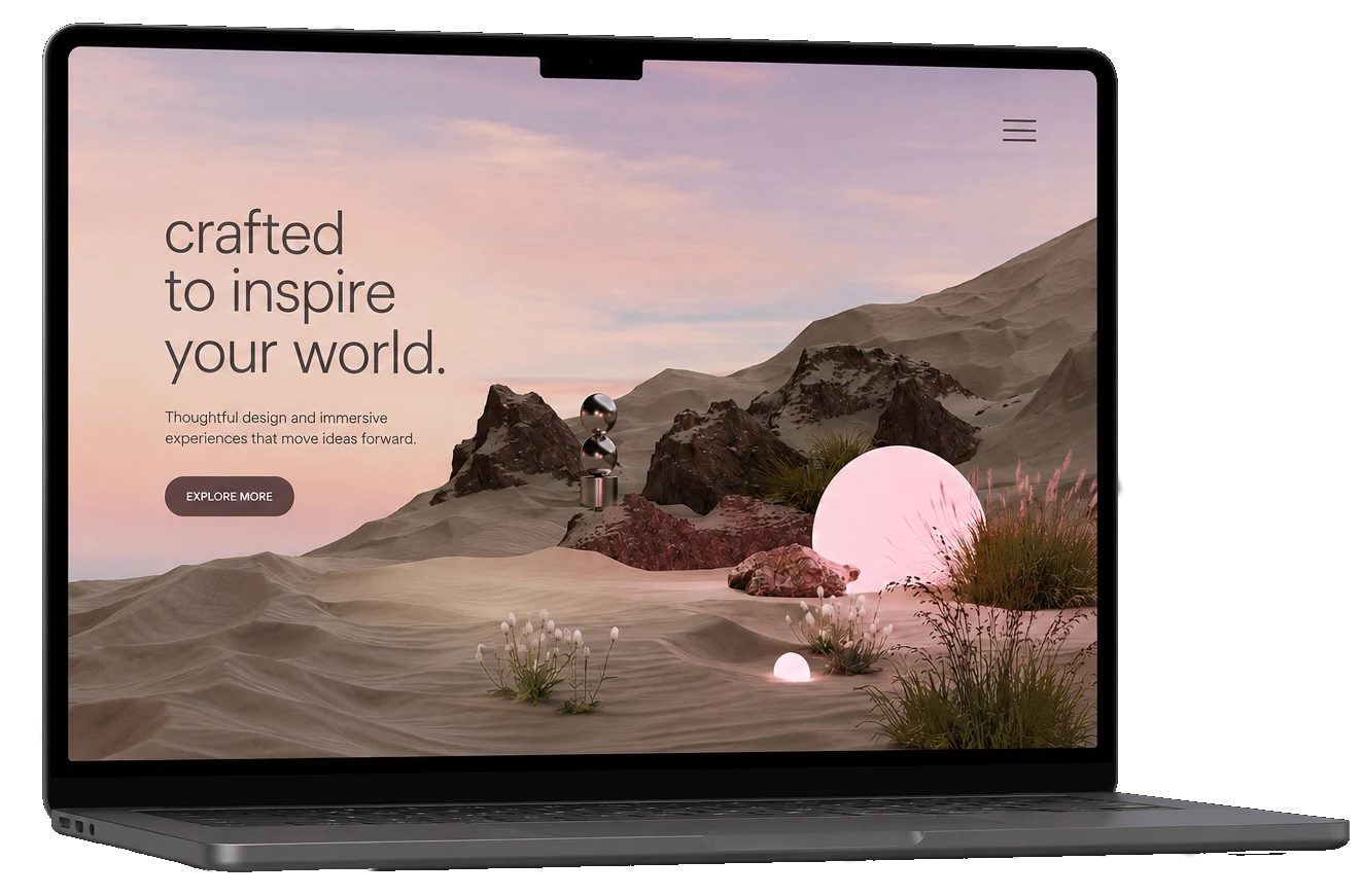 Website mockup on laptop